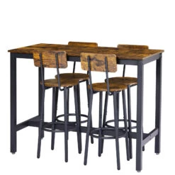 Bar Table Set With 4 Bar Stools With Backrest -Home Furniture Shop 7adffe3985b8484b8f38476ced48be4b