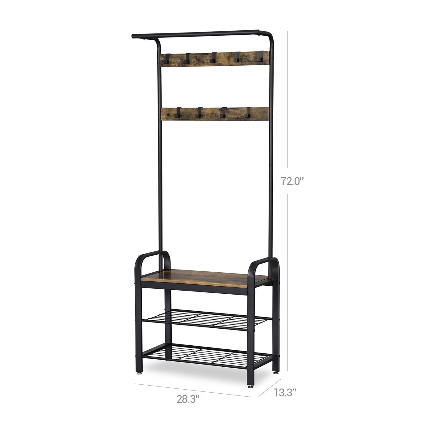BreeBe Industrial Coat Rack With Bench For Entryway 9 BreeBe Industrial Coat Rack With Bench For Entryway - Image 7