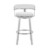 Swivel Barstool With Open Curved Back And Metal Legs, White And Silver-Benzara -Home Furniture Shop 7beebb406c0b4f6699ac4195d9382bb9