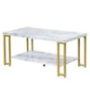 2-Tier Rectangular Modern Coffee Table With Gold Print Metal Frame -Home Furniture Shop 7c1ceab38bf94dbdae2638f5d88150c1