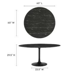 Modway - Lippa 60" Round Artificial Marble Dining Table Black Black 15 Modway - Lippa 60" Round Artificial Marble Dining Table Black Black -Home Furniture Shop 7dfd439904e944118fb18a54a6b2cc4e