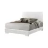 Contemporary Style Low Profile California King Bed With Block Feet, White - Benzara -Home Furniture Shop 7e584f88112c4ad6a818ceb3537ed41e