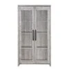 Spacious Wooden Curio Cabinet With Two Glass Doors, Gray - Benzara -Home Furniture Shop 7e78195f839246639d0ba4c25516c1e7