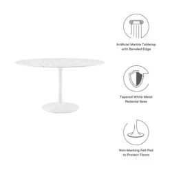 Modway - Lippa 48" Round Artificial Marble Dining Table White 14 Modway - Lippa 48" Round Artificial Marble Dining Table White -Home Furniture Shop 7edbed12fa5b4451a59a9f7771969eb7