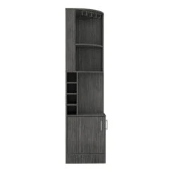 DEPOT E-SHOP Egina Corner Bar Cabinet, Two External Shelves, Smokey Oak