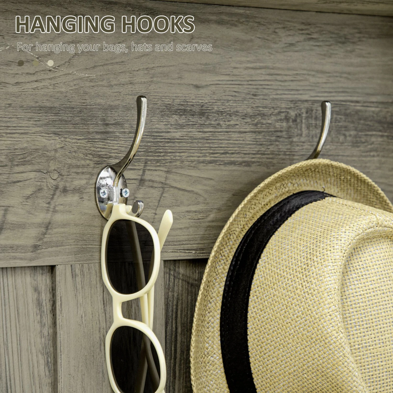 Classic Hall Tree, Accent Coat Tree With Shoe Storage Bench, Adjustable Shelves, 31.5" X 15.5" X 67.5", Grey 7 Classic Hall Tree, Accent Coat Tree With Shoe Storage Bench, Adjustable Shelves, 31.5" X 15.5" X 67.5", Grey - Image 5