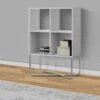 Multipurpose Storage Shelf With 4 Open Compartments, White And Chrome-Benzara 2 Multipurpose Storage Shelf With 4 Open Compartments, White And Chrome-Benzara -Home Furniture Shop 81e0c81df7794c57aa6d15caa16e1243