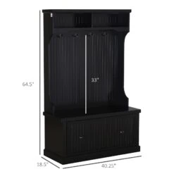 Hall Coat And Shoe Storage Hall Cabinet With Top And Bottom Storage Metal Double Hooks And Bench Black -Home Furniture Shop 828b784036784bba8ba4171d4768247c