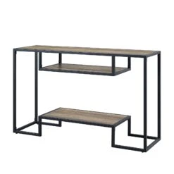 ACME Idella Sofa Table, Rustic Oak & Black Finish