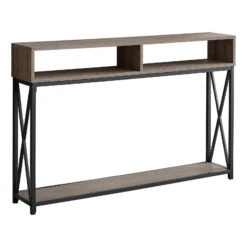 HomeRoots Rectangular Metal Hall Console With 2 Shelves Accent Table