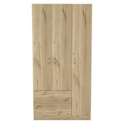 DEPOT E-SHOP Bosko 3 Doors Armoire, Two Drawers, Metal Rod, White