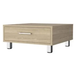 Homezia 24" Light Off White Pine Manufactured Wood Rectangular Coffee Table
