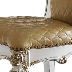 Leatherette Padded Counter Height Chair, Set Of 2, White And Beige-Benzara -Home Furniture Shop 87eb416ae9424ca29f50edaf7956eb66