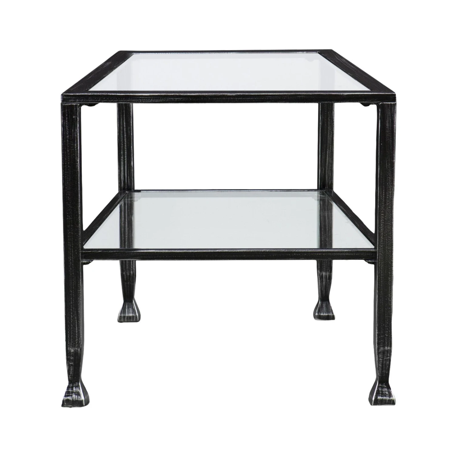 Homezia 48" Black Glass And Metal Rectangular Coffee Table 6 Homezia 48" Black Glass And Metal Rectangular Coffee Table - Image 4