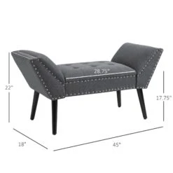 Modern Button Tufted Sitting Bench/Accent Fabric Upholstered Ottoman For Bedroom Or Living Room Charcoal Grey -Home Furniture Shop 8be1b181345c4ee2bf0aeb0f634f4124