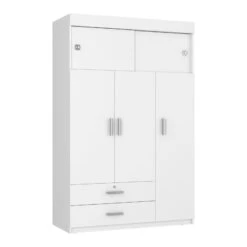 DEPOT E-SHOP Indiana Armoire, Three Door Cabinet, Two Drawers, Metal Hardware, Rod, White 9 DEPOT E-SHOP Indiana Armoire, Three Door Cabinet, Two Drawers, Metal Hardware, Rod, White -Home Furniture Shop 8c37c3447c94496b83c50c278adc678e