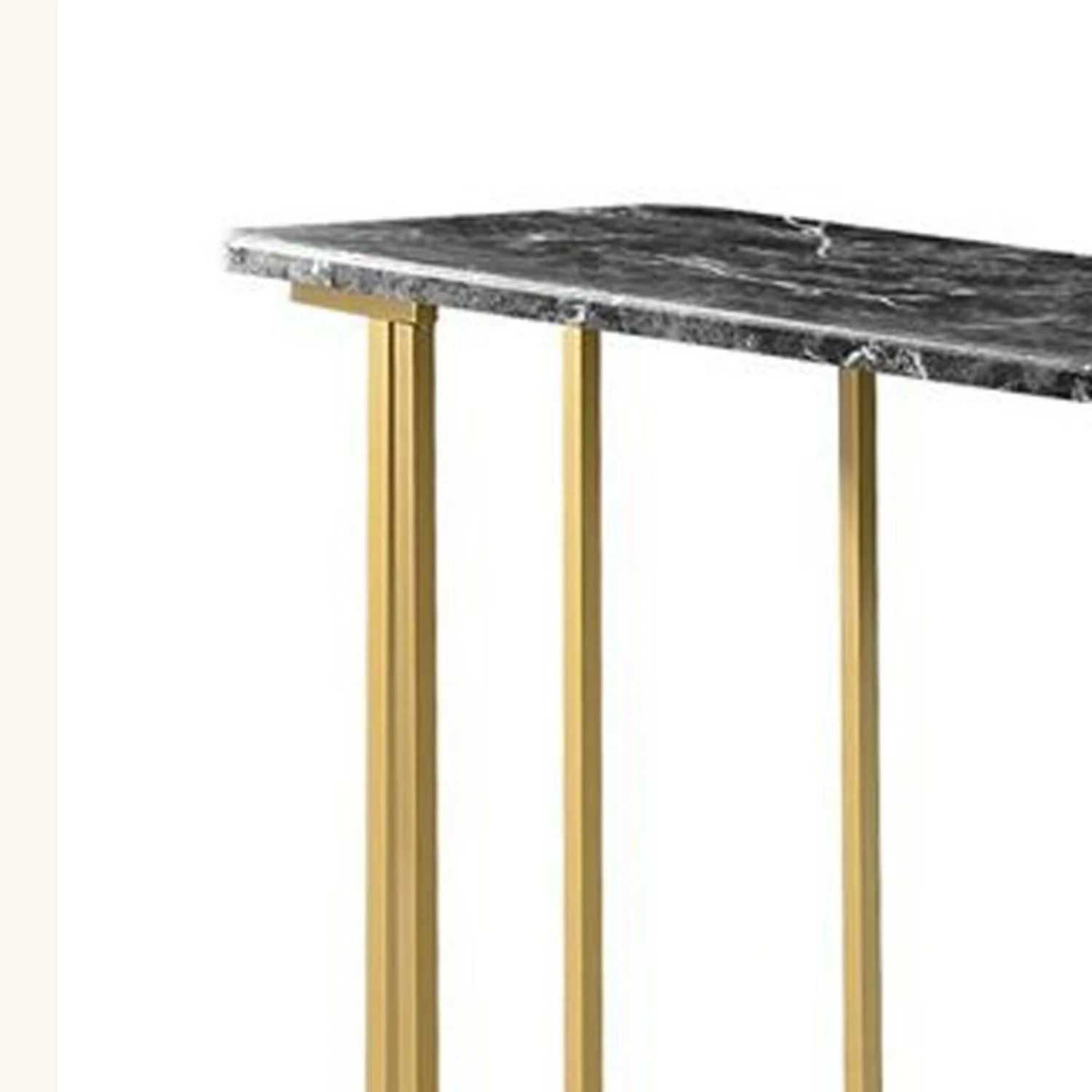Hume 47 Inch Sofa Console Table, Black Faux Marble, Geometric Gold Steel-Benzara 4 Hume 47 Inch Sofa Console Table, Black Faux Marble, Geometric Gold Steel-Benzara - Image 2
