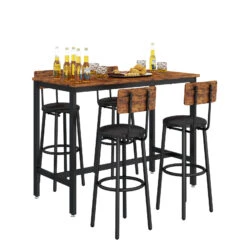 Bar Table Set With 4 Bar Stools PU Soft Seat With Backrest -Home Furniture Shop 8e44c0ce5c5d4dc8bfd68bdc3161378f