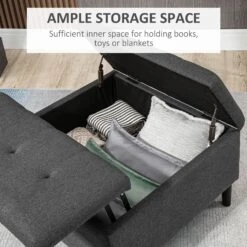 30" Storage Ottoman, Tufted Fabric Upholstered Square Coffee Table With Lift Top, Accent Footrest Footstool For Living Room, Dark Grey -Home Furniture Shop 8f4a05df91aa40e78f9dcedc388103f7