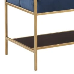 Metal Bench With Fabric Upholstered Plump Seats, Gold And Blue- Benzara 10 Metal Bench With Fabric Upholstered Plump Seats, Gold And Blue- Benzara -Home Furniture Shop 91afaa897a0243ff92f5ffe3edaa8900