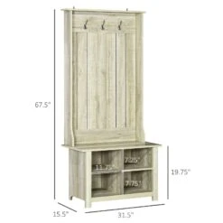 Classic Hall Tree, Accent Coat Tree With Shoe Storage Bench, Adjustable Shelves, 31.5" X 15.5" X 67.5", White 10 Classic Hall Tree, Accent Coat Tree With Shoe Storage Bench, Adjustable Shelves, 31.5" X 15.5" X 67.5", White -Home Furniture Shop 94205efcc0544544aeedc5a79c5df55b