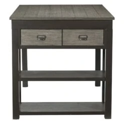 1pc Counter Height Table With Storage Drawers Display Shelves Gray Gunmetal Finish Casual Style Dining Furniture 12 1pc Counter Height Table With Storage Drawers Display Shelves Gray Gunmetal Finish Casual Style Dining Furniture -Home Furniture Shop 94e1a579c3144f298fa43b06d12042ea