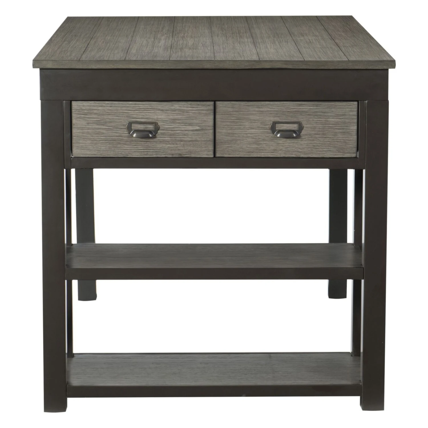 1pc Counter Height Table With Storage Drawers Display Shelves Gray Gunmetal Finish Casual Style Dining Furniture 5 1pc Counter Height Table With Storage Drawers Display Shelves Gray Gunmetal Finish Casual Style Dining Furniture - Image 3