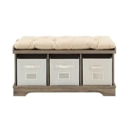 Belen Kox Charming Storage Bench With Cushion - Grey Wash , Belen Kox