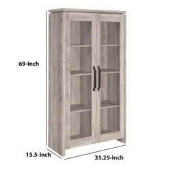 Spacious Wooden Curio Cabinet With Two Glass Doors, Gray - Benzara 13 Spacious Wooden Curio Cabinet With Two Glass Doors, Gray - Benzara -Home Furniture Shop 9815e8ab7154498987d8912482caea4c