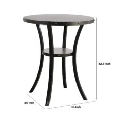 36 Inch Round Wood Bar Table With Flared Legs, Gray- Benzara -Home Furniture Shop 99da34e034d64016af4515afe31a012c