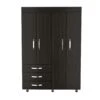 DEPOT E-SHOP Hamilton Mobile Armoire, Double Door Cabinet, Three Drawers, Rods, Two Shelves, Black -Home Furniture Shop 9c467b2ed108412e9a6f854323df4d3a