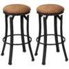 Bar Stools Set Of 2, Vintage Barstools With Footrest, Microfiber Cloth Bar Chairs 29" Seat Height With Powder-coated Steel Legs, Brown -Home Furniture Shop 9d0b5323e0d44032aeac64b7ab49f640