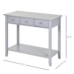 Console Table Industrial Desk With Drawer Bottom Shelf & Large Tabletop For Pictures Great For The Entryway Grey -Home Furniture Shop 9dc52c2e28e04180a59c5df16498472b