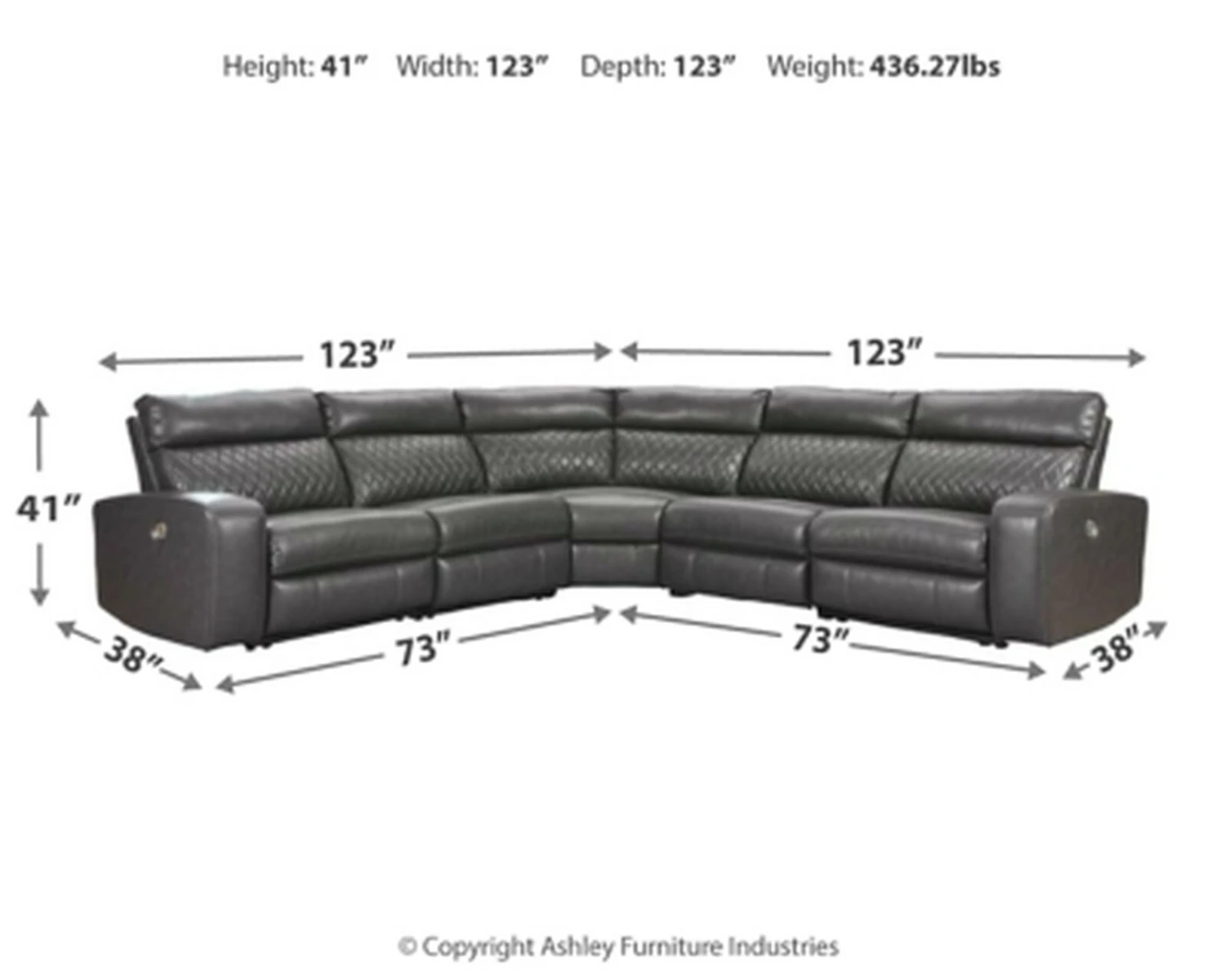 Ashley Samperstone 5-Piece Power Reclining Sectional 5 Ashley Samperstone 5-Piece Power Reclining Sectional - Image 3
