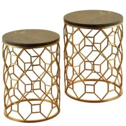 Marble Round Side Tables (Set Of 2)
