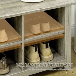 Classic Hall Tree, Accent Coat Tree With Shoe Storage Bench, Adjustable Shelves, 31.5" X 15.5" X 67.5", Grey 13 Classic Hall Tree, Accent Coat Tree With Shoe Storage Bench, Adjustable Shelves, 31.5" X 15.5" X 67.5", Grey -Home Furniture Shop a17d6055a874485f86097ba7e78c58f5