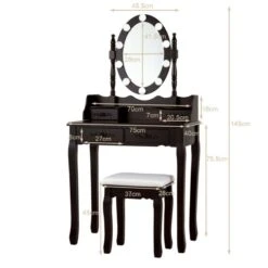 Makeup Dressing Table With Touch Switch Lighted Mirror And Cushioned Stool -Home Furniture Shop a1bb3d48dfa14439b3dc38ea6710e6ba