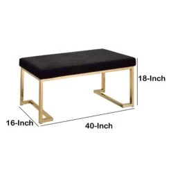 Astonishing Bench, Black Fabric & Gold- Benzara 12 Astonishing Bench, Black Fabric & Gold- Benzara -Home Furniture Shop a1f9abc266594c47a6bf44efa502ae17