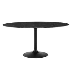 Modway - Lippa 60" Round Artificial Marble Dining Table Black Black