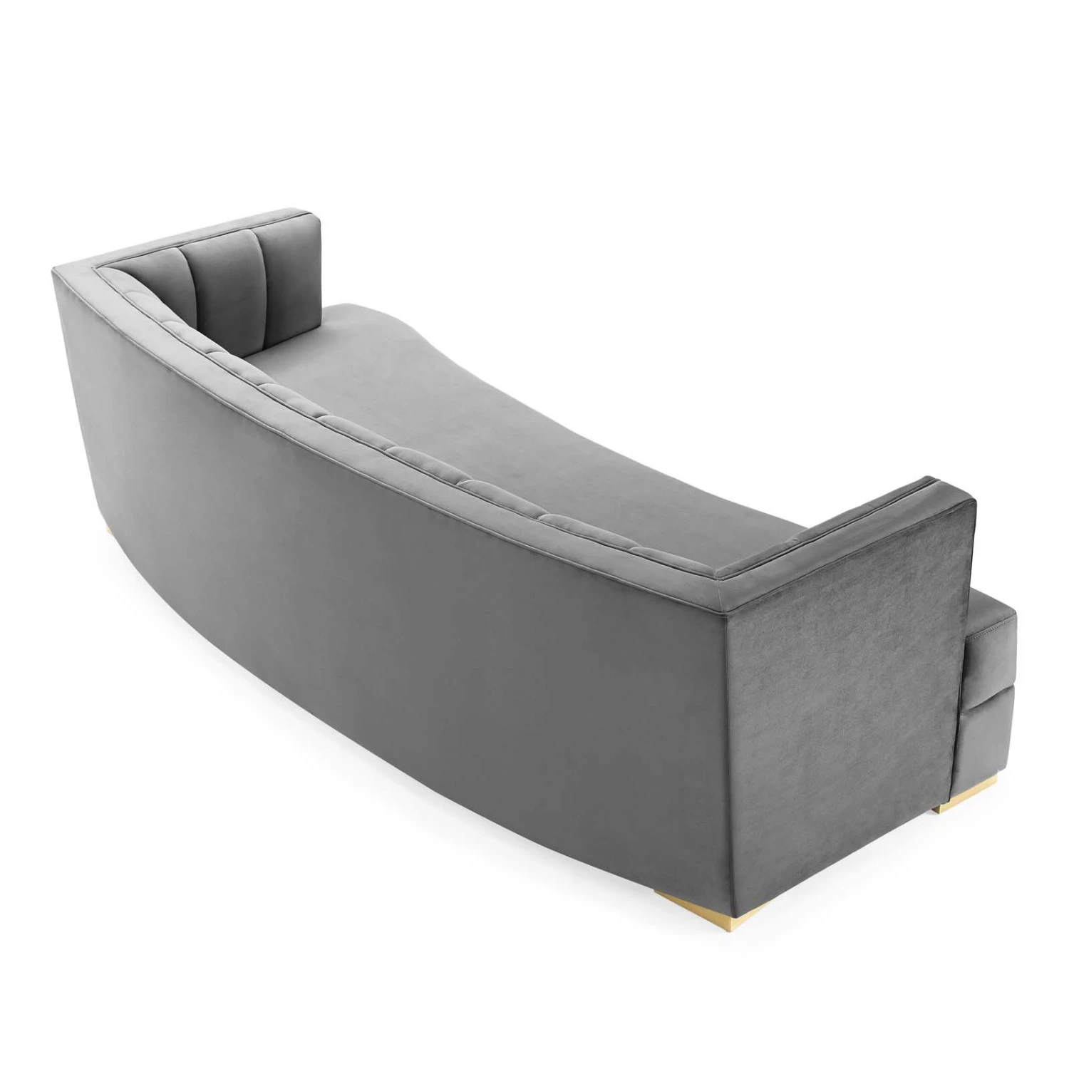 Encompass Channel Tufted Performance Velvet Curved Sofa Gray EEI-4134-GRY 7 Encompass Channel Tufted Performance Velvet Curved Sofa Gray EEI-4134-GRY - Image 5