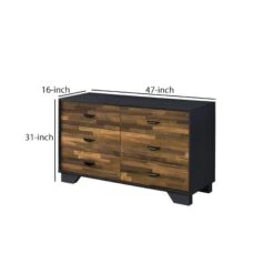 Dresser With 6 Drawers And Butcher Block Pattern, Brown And Gray-Benzara -Home Furniture Shop a42a50e0166d42dc9803a421f19ff9bc