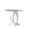 Round Glass Top Counter Height Table With Oval Shaped Base, White-Benzara