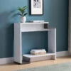 White & Distressed Grey Console Table With Large Center Display Space 2 White & Distressed Grey Console Table With Large Center Display Space -Home Furniture Shop a5501538831f4c7a93c2c2b5f16ae4c7