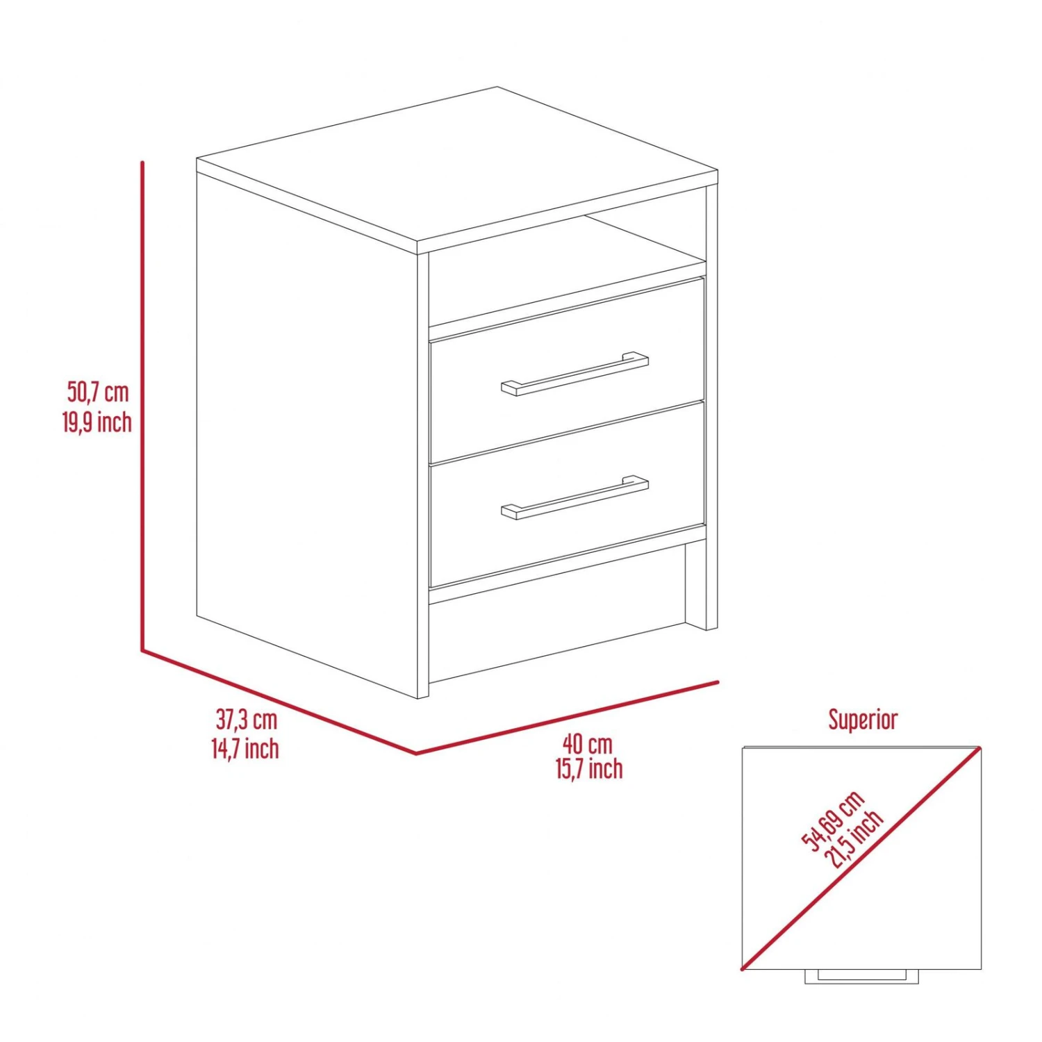 Homezia Light And Dark Oak Two Drawer Nightstand 9 Homezia Light And Dark Oak Two Drawer Nightstand - Image 7