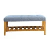 Fabric Bench In Blue And Oak Finish -Home Furniture Shop a816bc313f384db9b7d24d8e86be184f