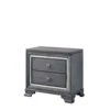 Mirror Trim Accented Two Drawer Solid Wood Nightstand With Bracket Feet, Light Gray-Benzara -Home Furniture Shop aab15d00dff545e5a0f232e33f26576e
