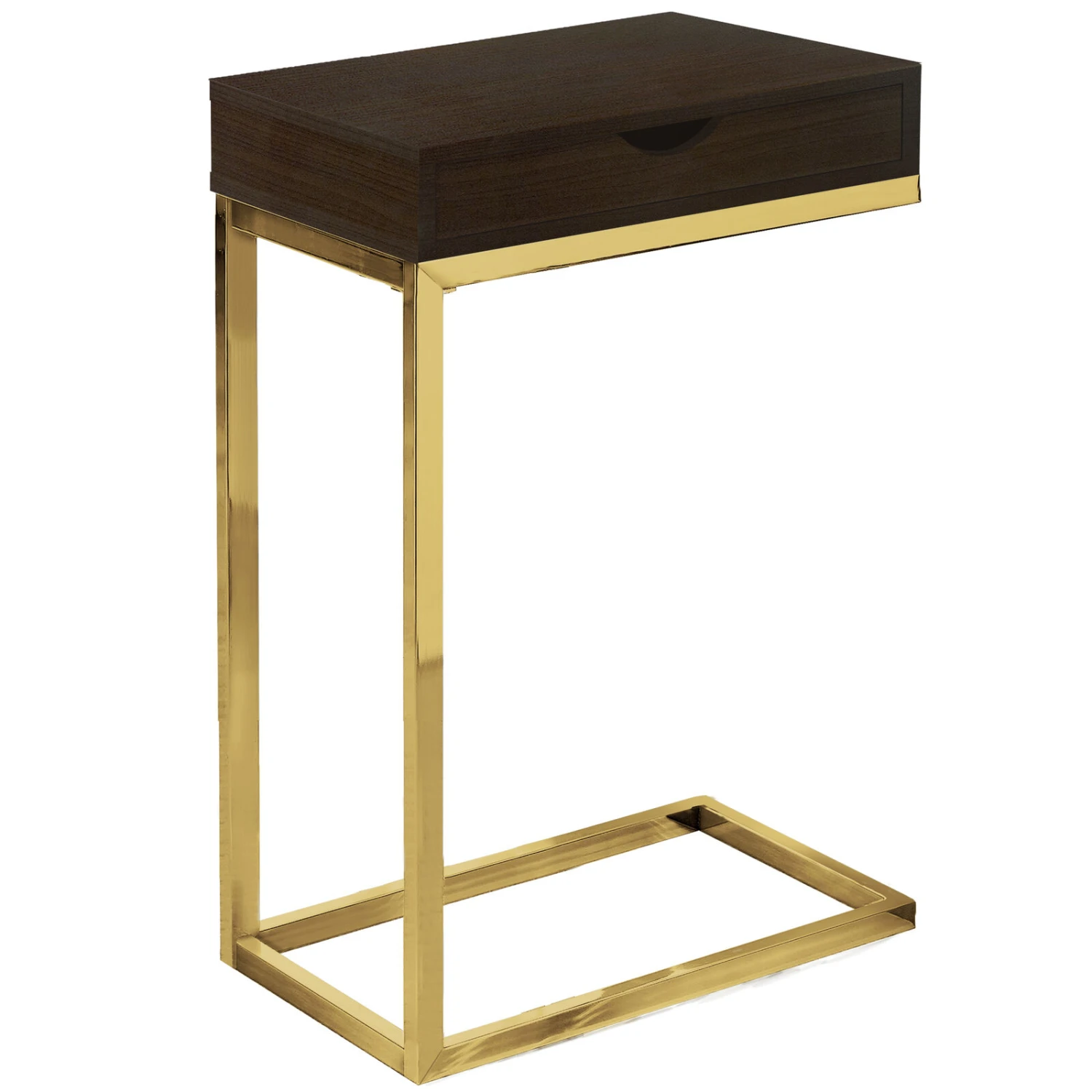 Monarch Specialties I 3236 Accent Table, C-shaped, End, Side, Snack, Storage Drawer, Living Room, Bedroom, Metal, Laminate, Brown, Gold, Contemporary, Modern 3 Monarch Specialties I 3236 Accent Table, C-shaped, End, Side, Snack, Storage Drawer, Living Room, Bedroom, Metal, Laminate, Brown, Gold, Contemporary, Modern