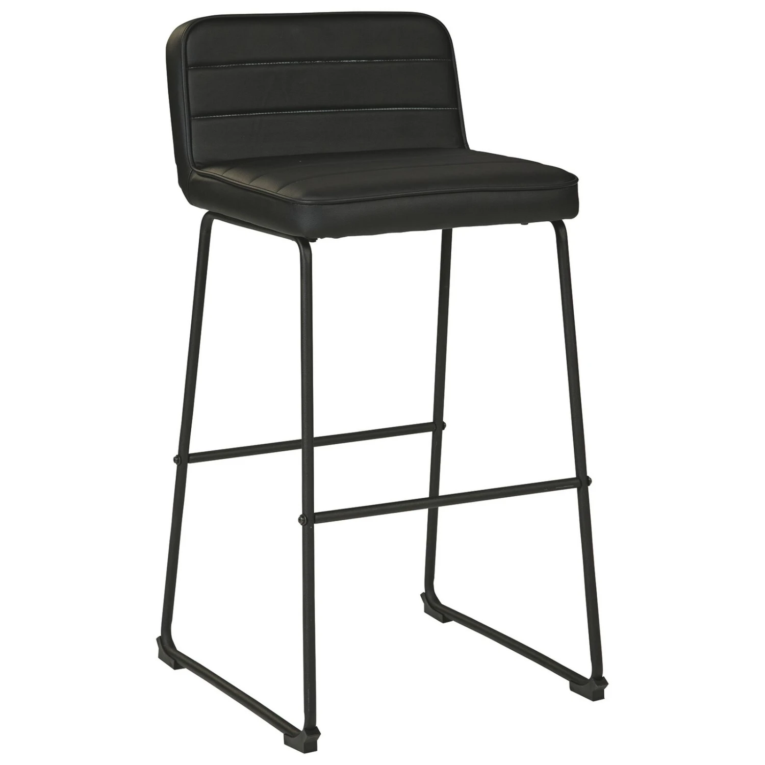 40 Inch Channel Stitched Leatherette Barstool With Sled Base,Set Of 2,Black-Benzara 4 40 Inch Channel Stitched Leatherette Barstool With Sled Base,Set Of 2,Black-Benzara - Image 2