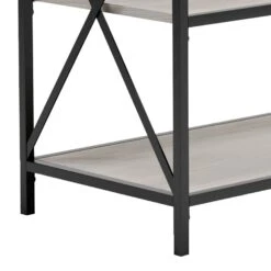 Gem 40 Inch Console Sideboard Table, 3 Shelves, X Side Accents, Black Metal-Benzara -Home Furniture Shop ad2a85de2b764ab1a54ea2efcaf4fe4b