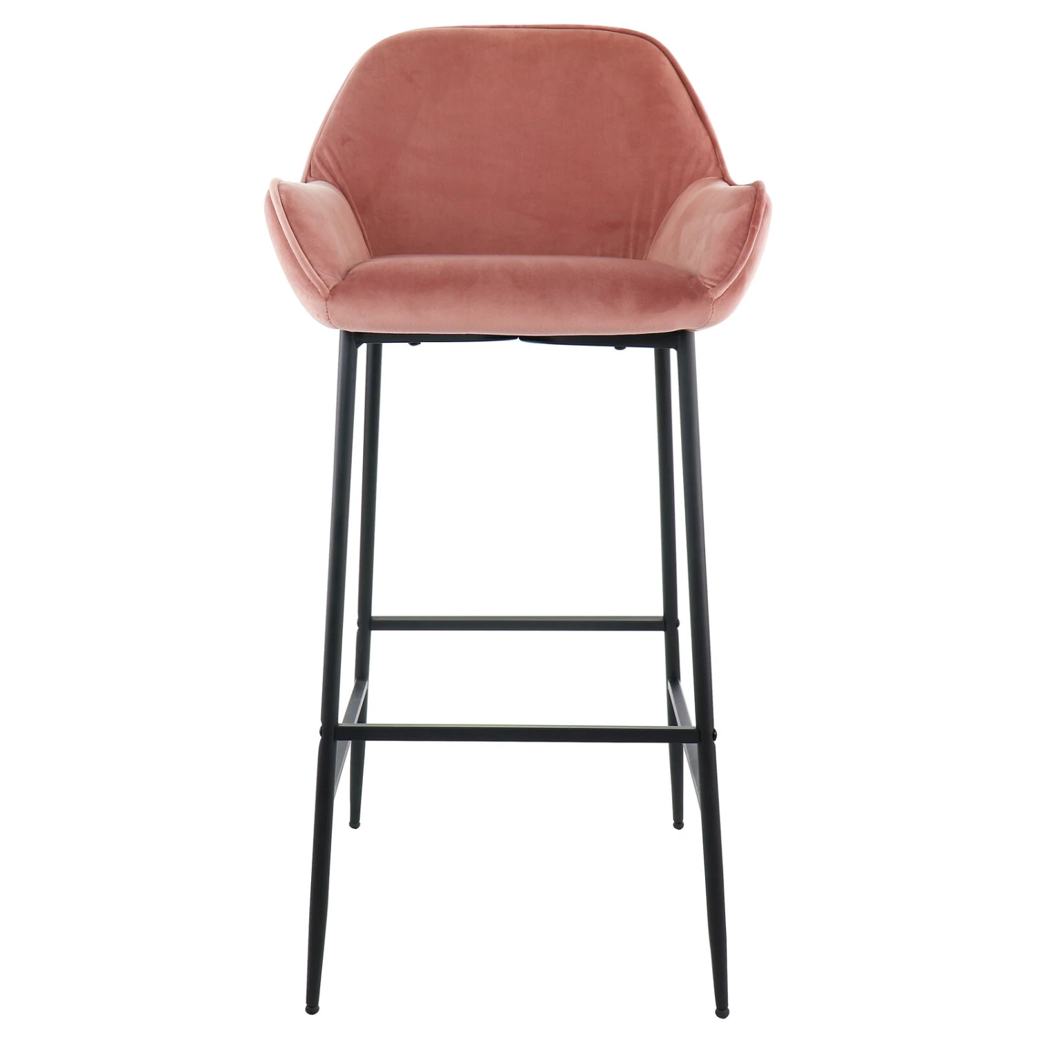 Elama 2 Piece Velvet Bar Stool In Blush Pink With Black Legs 5 Elama 2 Piece Velvet Bar Stool In Blush Pink With Black Legs - Image 3